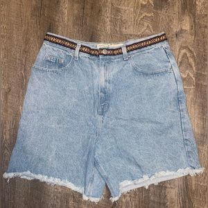 Vintage Faded Glory Mom Jean Shorts 90s Woven Ribbon Patch Waistband Sz 16